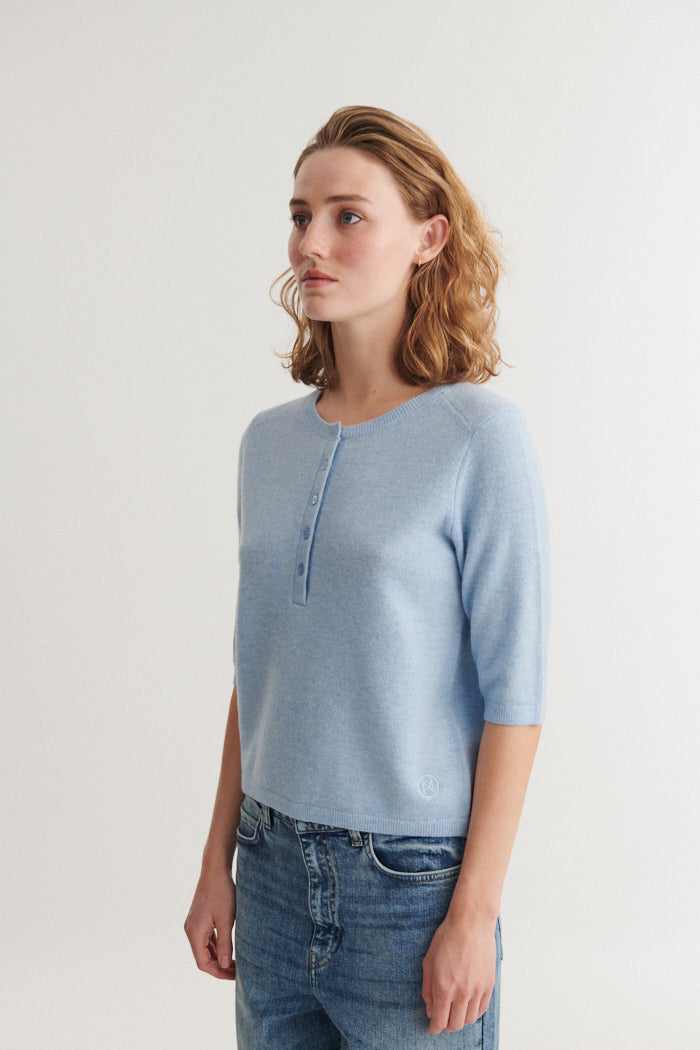 Basic Apparel Selem Granddad Tee Sweaters 038 Light Blue